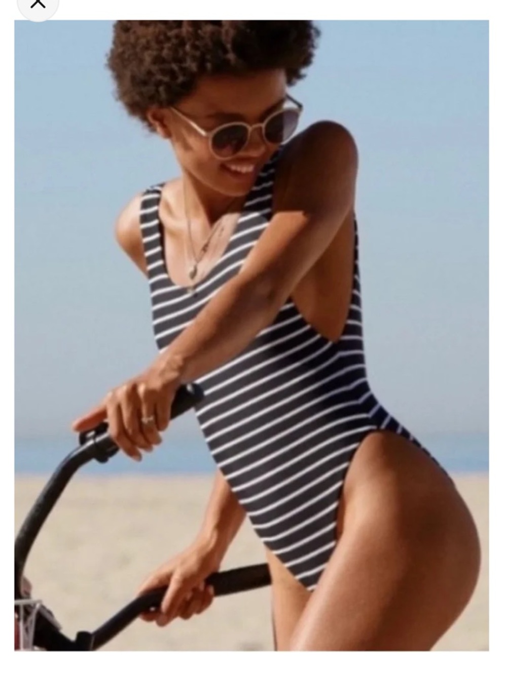 Aerie Black and White Striped One-Piece Swimsuit